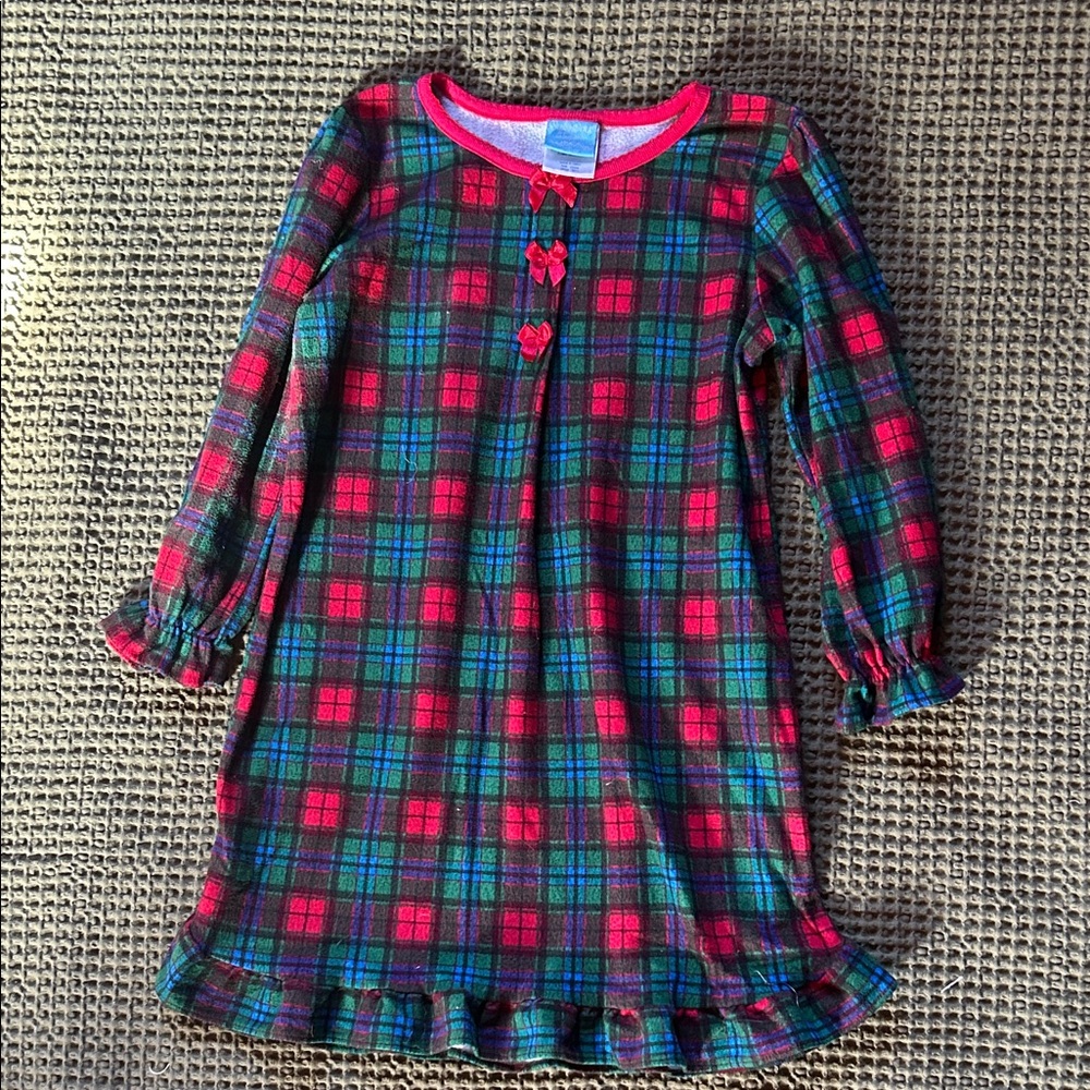 Plaid Kids Nightgown - Red and Blue